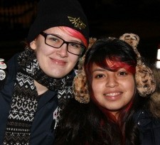 Sara Gosa (left) volunteered at the Rose Parade First Aid station with other youth members.