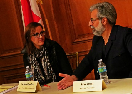 syrian refugee panelist, carolina and elias, Dec. 2015